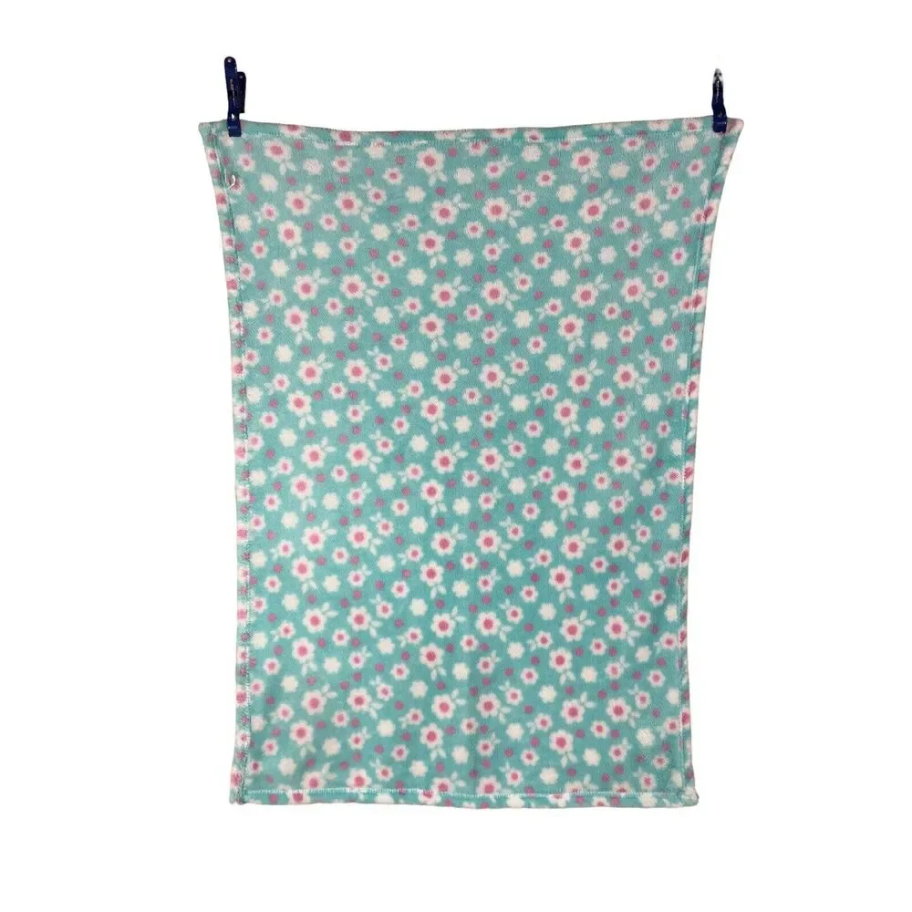 Baby Gear Blue White Pink Floral Baby Blanket Plush Fleece Girl Flowers